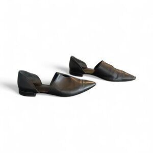 Vince Darlington Black Leather Dorsay Pointed Toe Flats | Womens Size 8 (EU 38)